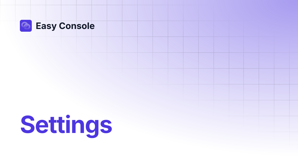Settings | Easy Console